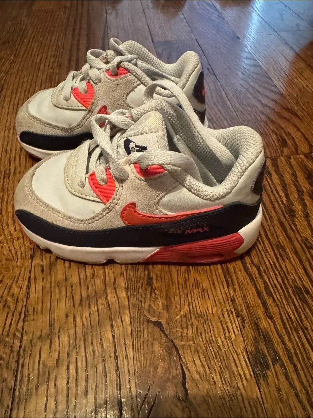 Nike Kids White and Coral Accent Sneakers